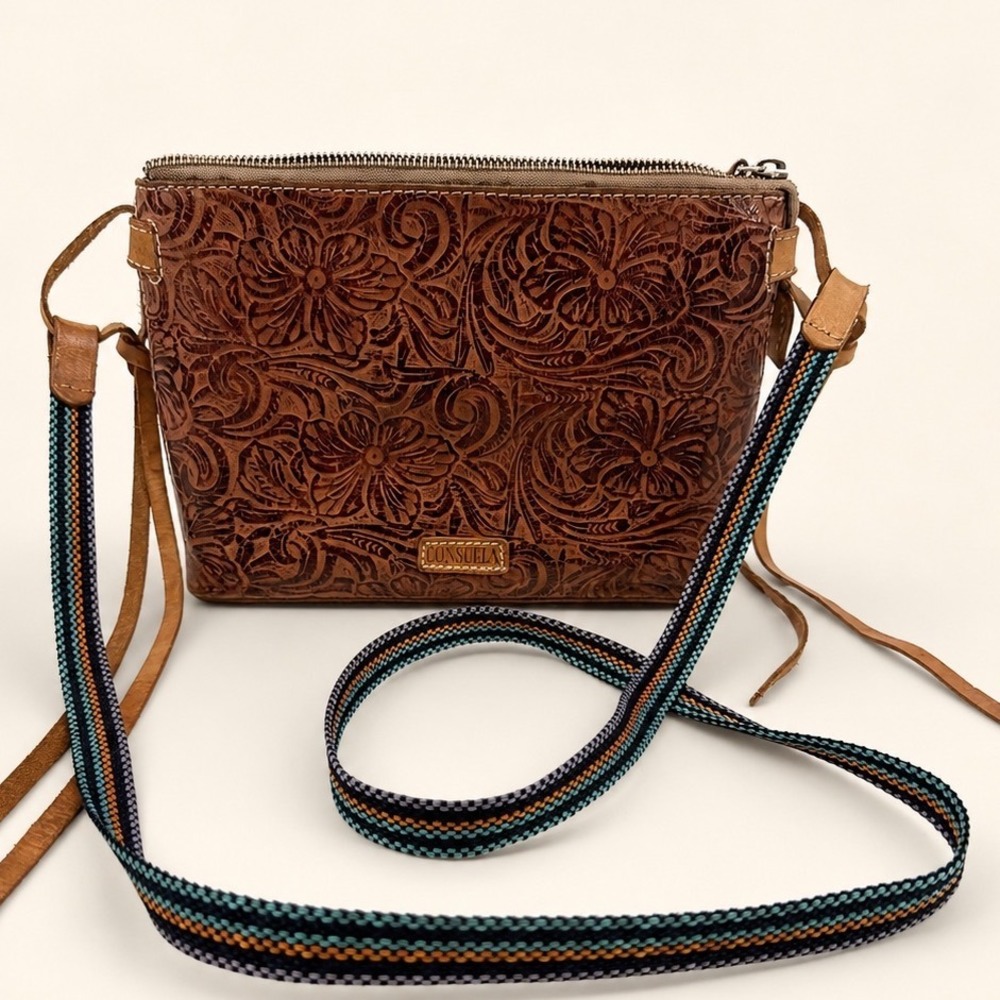 Consuela Sally Midtown Crossbody Bag Tooled Leather Western Country Cowgirl Boho